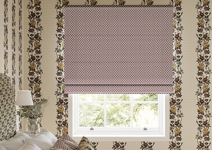 Scallop and Bud, Mulberry - Roman Blind - Image 3